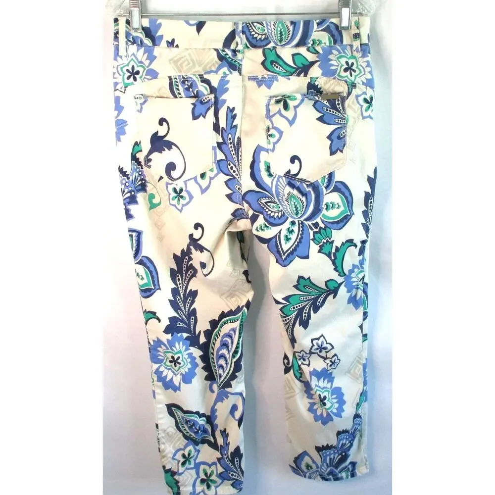 Chico's Women's Multi Color Floral Print Mid Rise Stretch Zip Crop Pants Size S. - Picture 4 of 10
